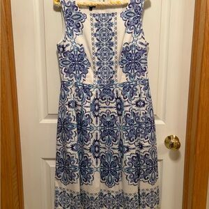 Talbots Blue and White Floral Midi Dress